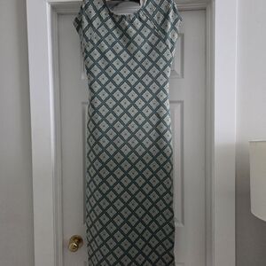 Zara Teal Geometric Midi Dress